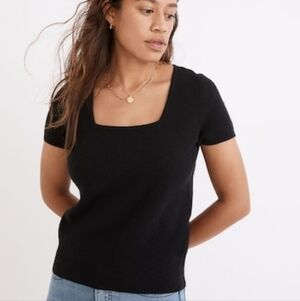 Madewell Square-Neck Sweater Tee in Black, XS